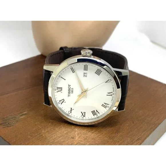 Tissot Men's Watch T1294101601300 Swiss Quartz White Dial Brown Leather 42mm - Picture 8 of 14